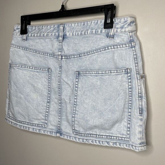TIBI Skirt Womens 27 Bleached Denim Mini Large Pocket Cotton Stretch - Picture 7 of 10